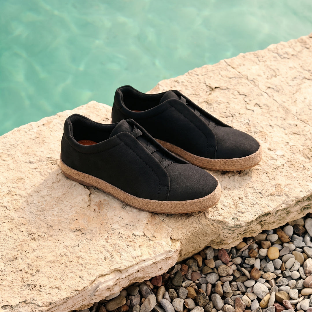 Monkstory Yacht Club Elastic Slip-On Espadrille Sneakers – Carbon Black