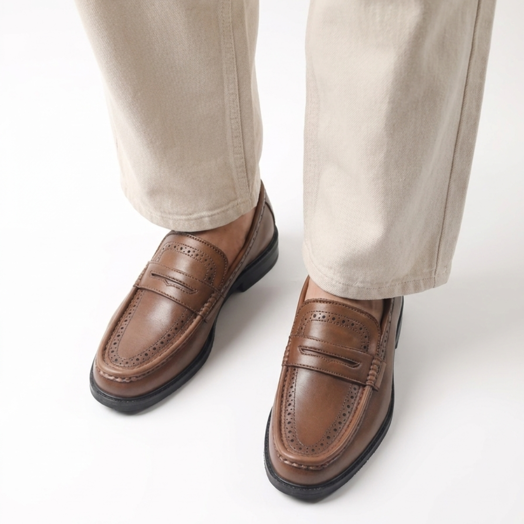 Monkstory Atelier 1936 Penny Brogue Loafers – Tan
