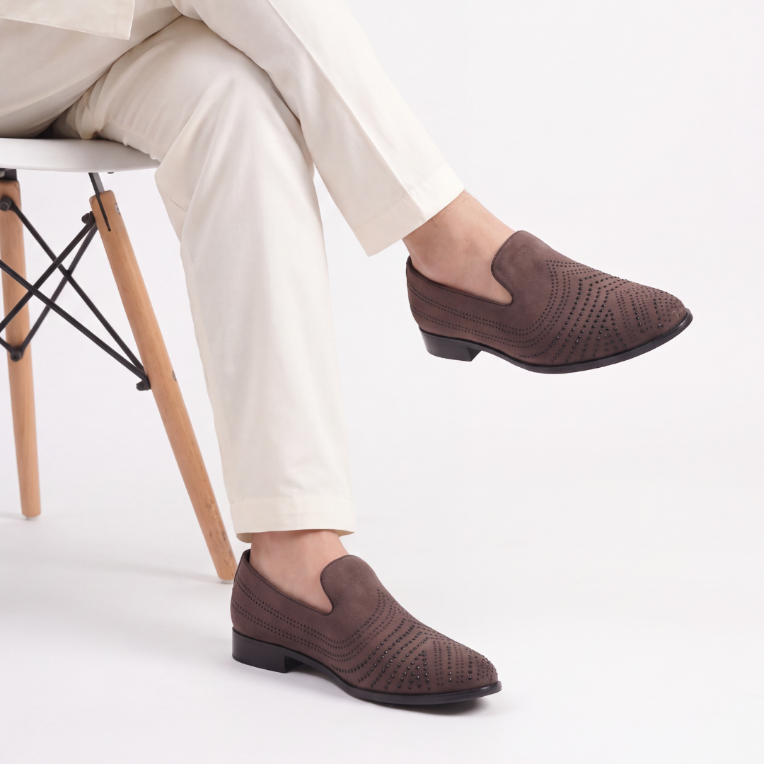 Monkstory Cascade Crystal Slip-Ons – Brown