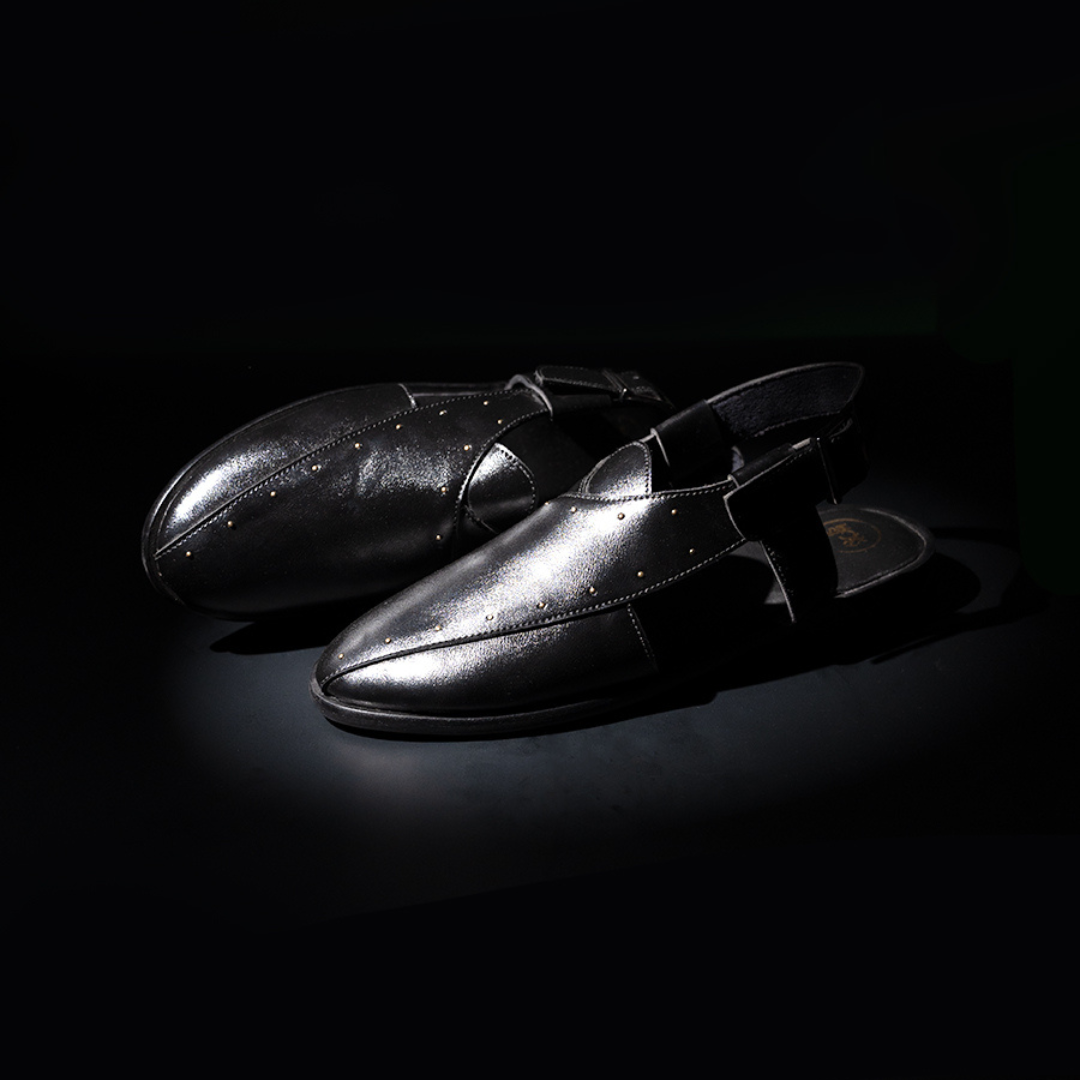 Monkstory Studded Nawabi Sandals - Black