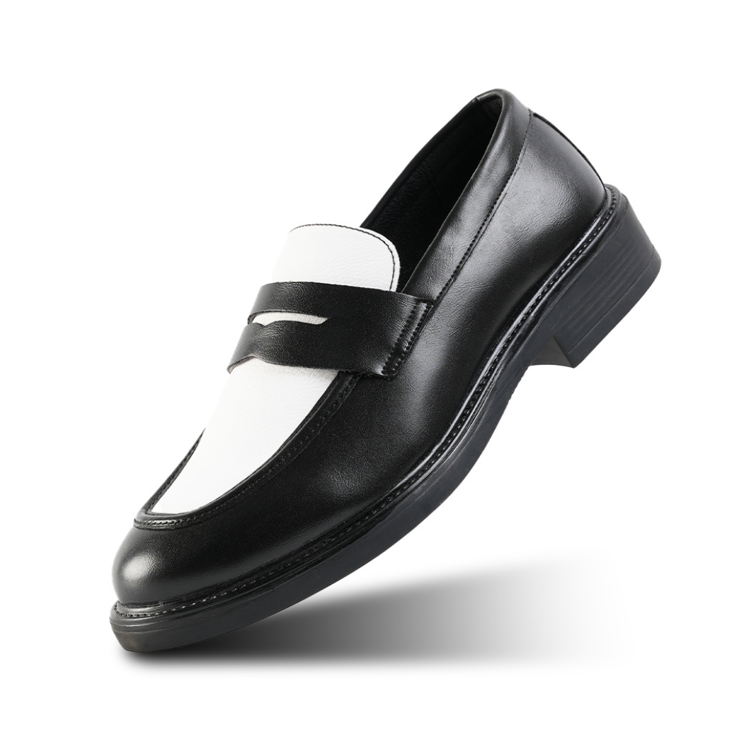 Monkstory Cosmopolitan Contrast Penny Loafers Black/White - Main Image