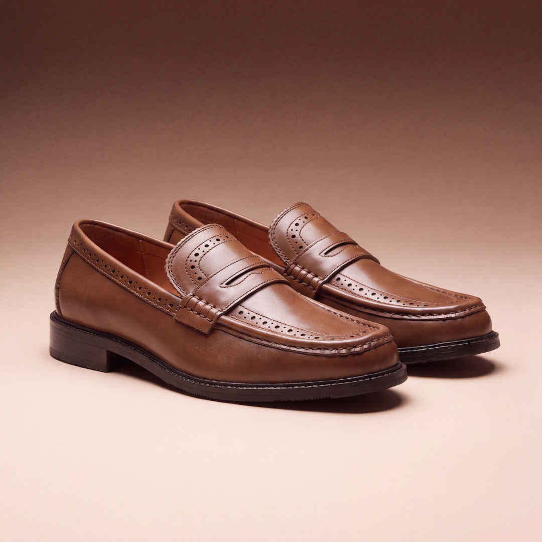 Monkstory Atelier 1936 Penny Brogue Loafers – Tan
