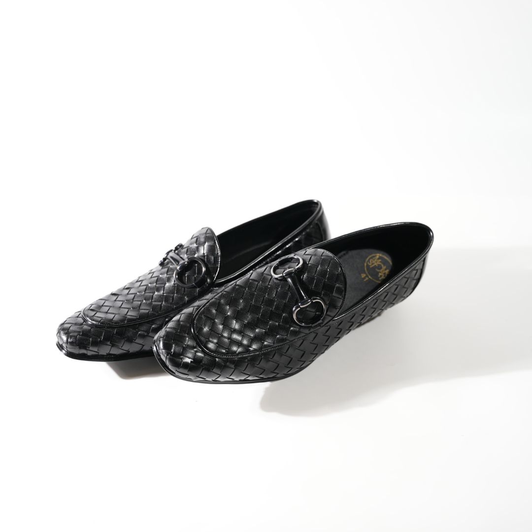 Monkstory Horsebit Smart Hand Woven Slip-Ons – Black