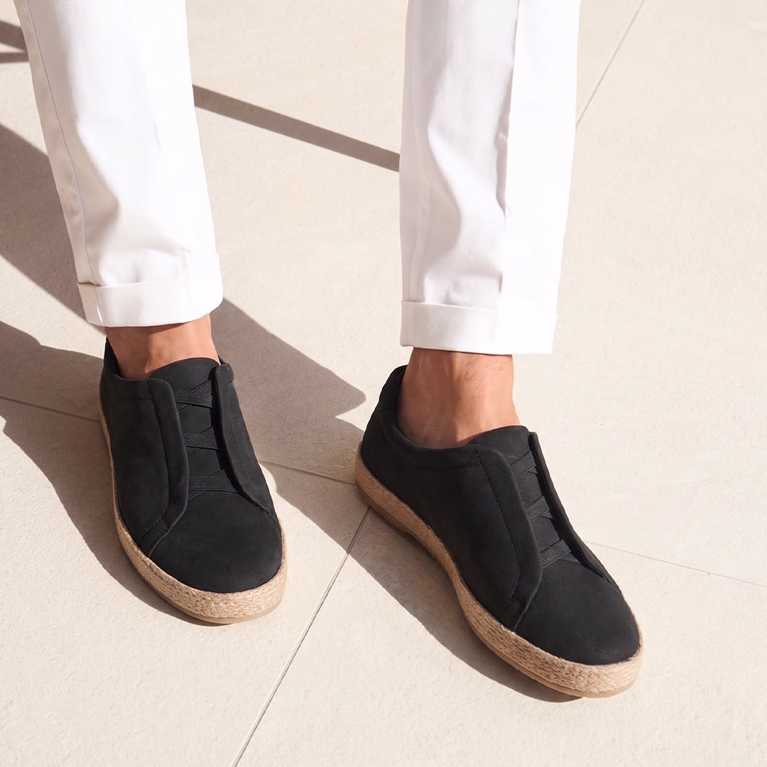 Monkstory Yacht Club Elastic Slip-On Espadrille Sneakers – Carbon Black