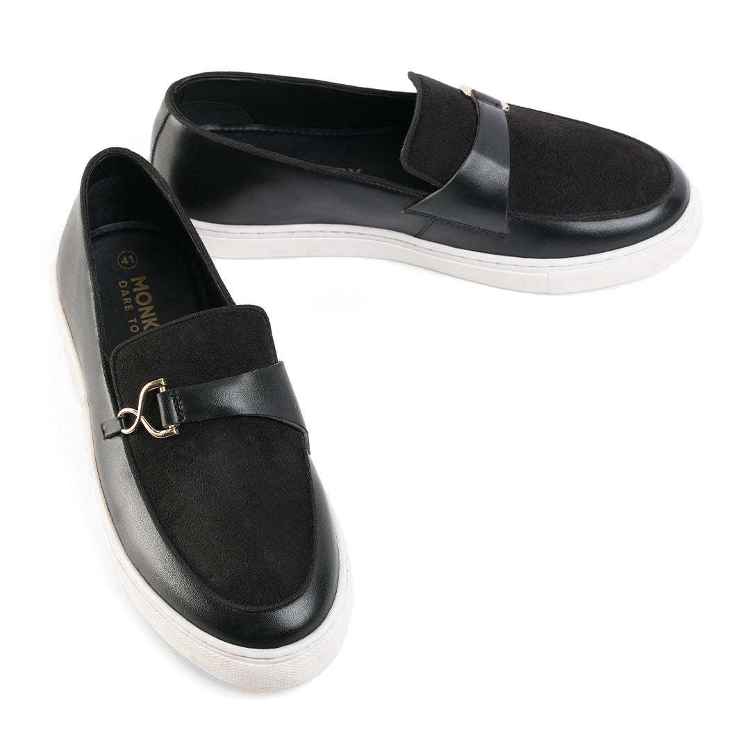 Monkstory Side Buckle Slip-On Sneakers - Black