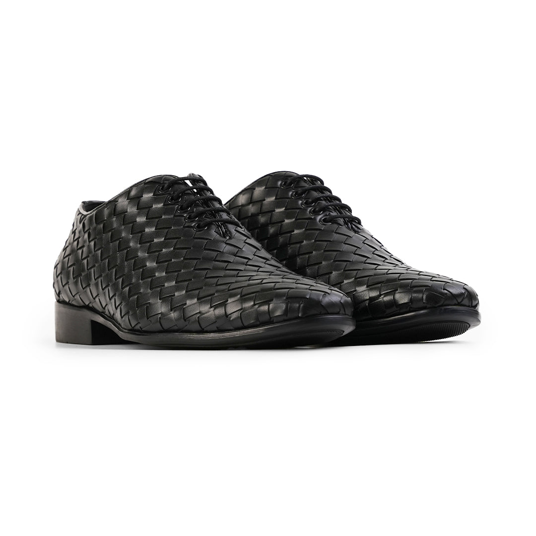 Monkstory Hand Woven Lace-Up Derbies - Black