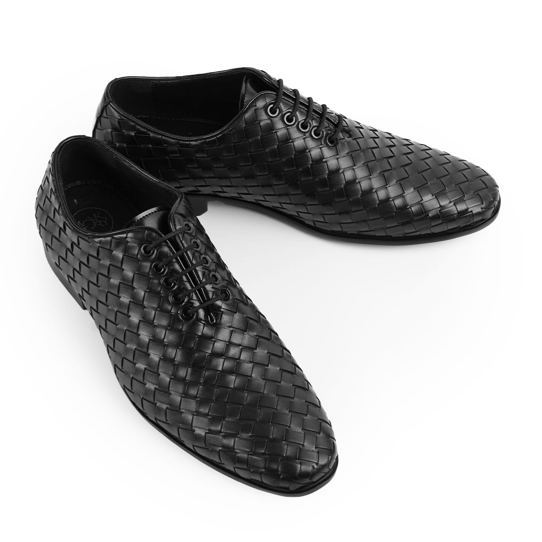Monkstory Hand Woven Lace-Up Derbies - Black