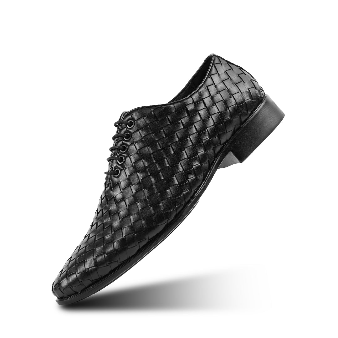 Monkstory Hand Woven Lace-Up Derbies - Black