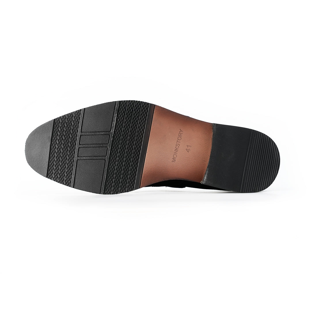 Monkstory Tuxedo Monkstrap Slip-Ons – Black