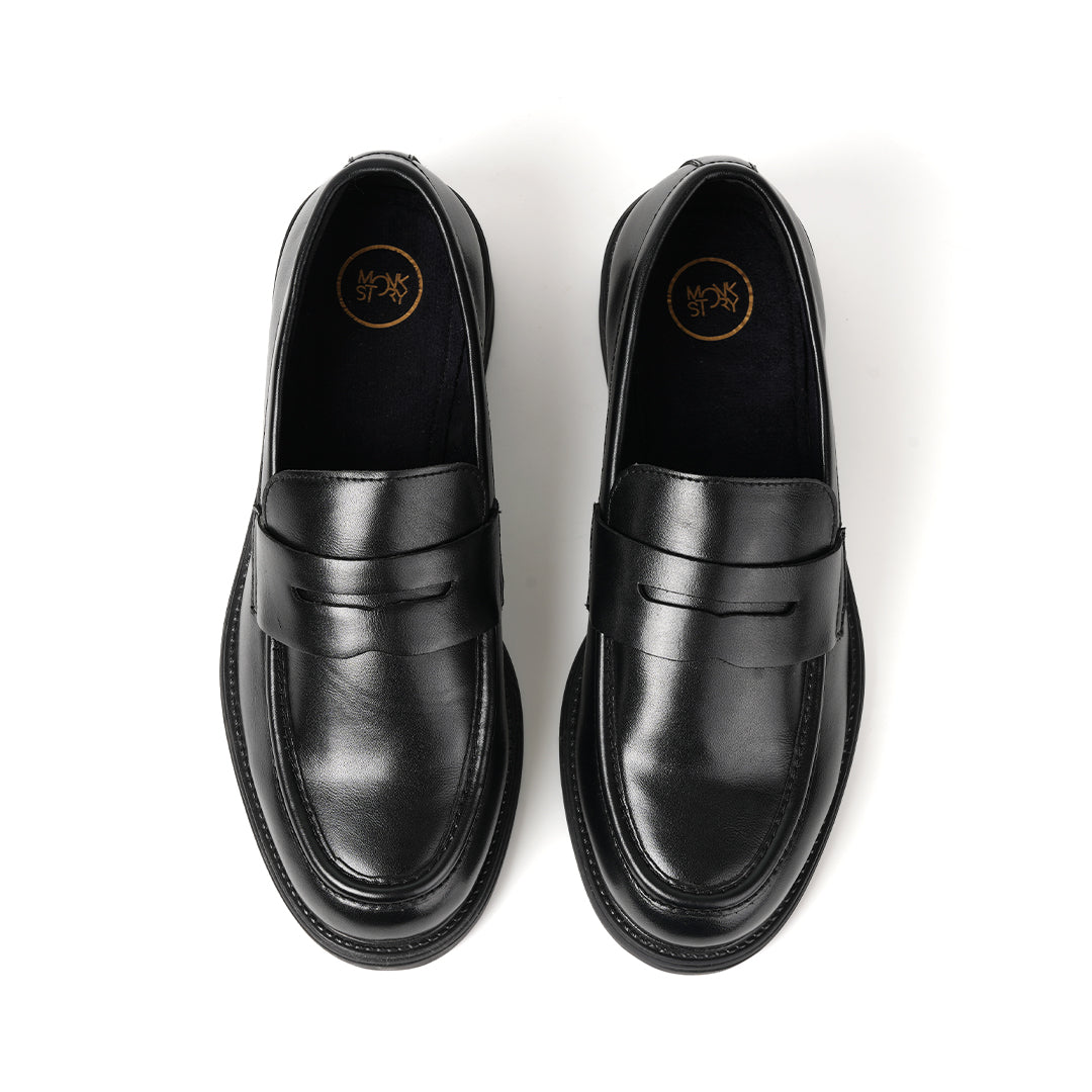 Monkstory Cosmopolitan Penny Loafers - Black