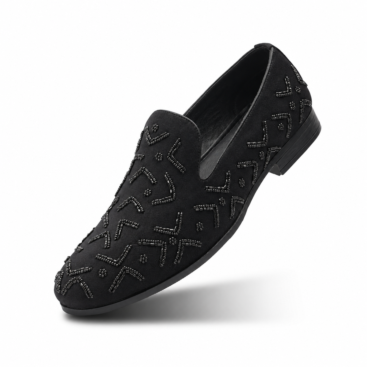 Monkstory Gala Beaded Slip-Ons – Black