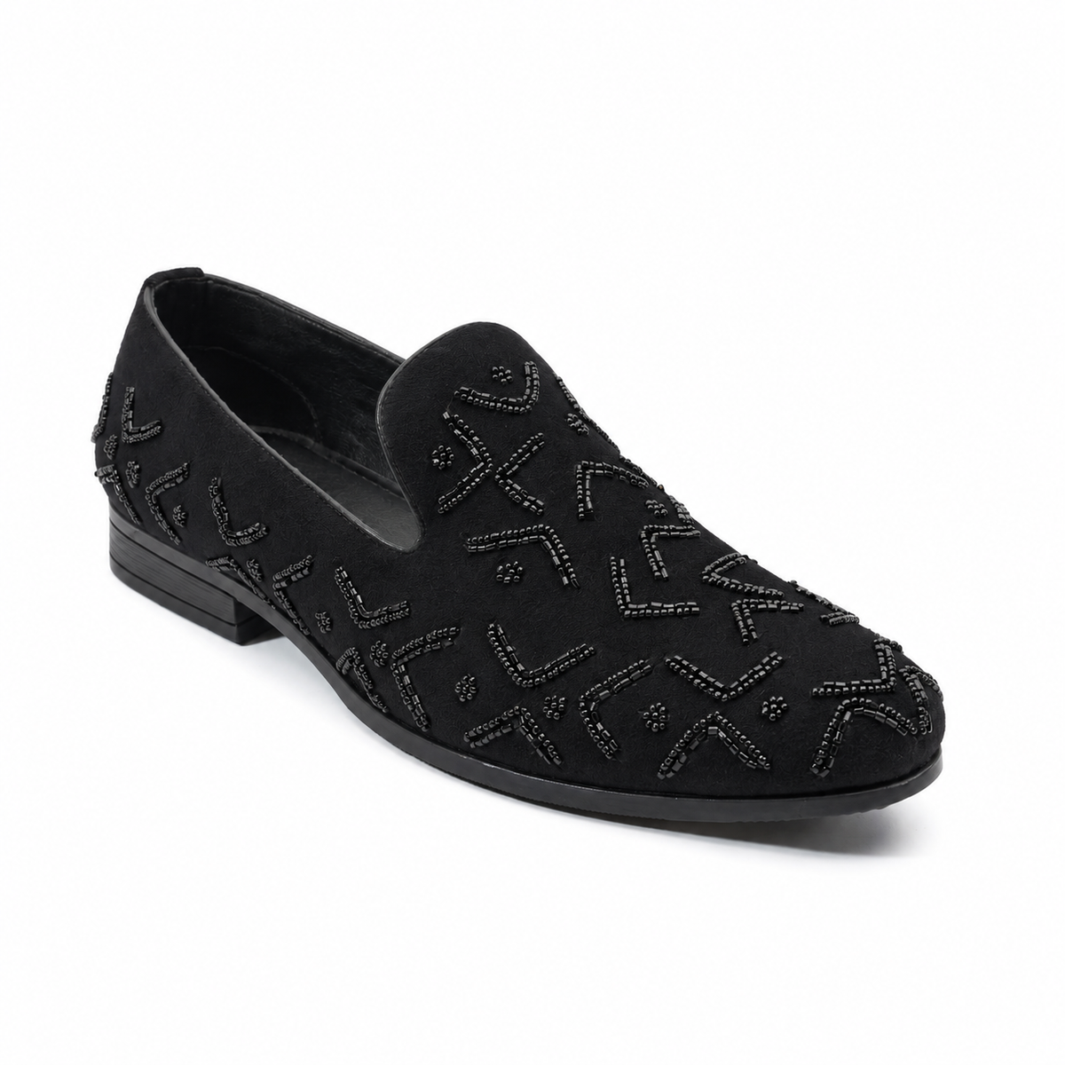 Monkstory Gala Beaded Slip-Ons – Black