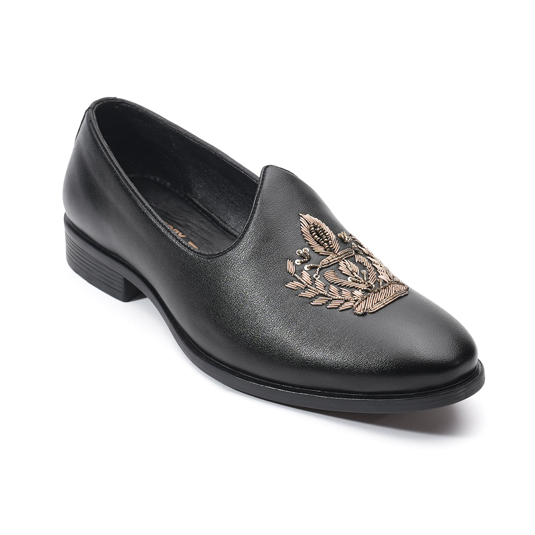 Monkstory Legacy Embroidered Mojari – Black