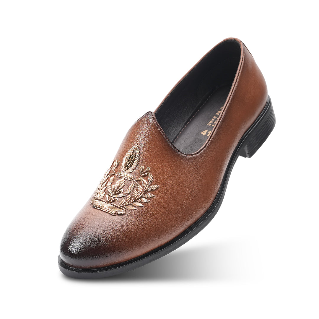 Monkstory Legacy Embroidered Mojaris – Tan