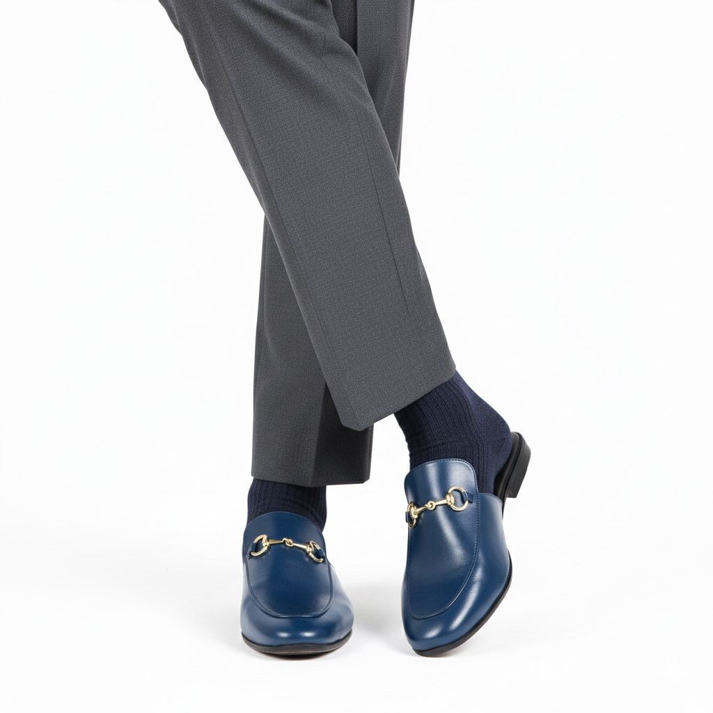 Monkstory Horsebit Classic Mules - Blue