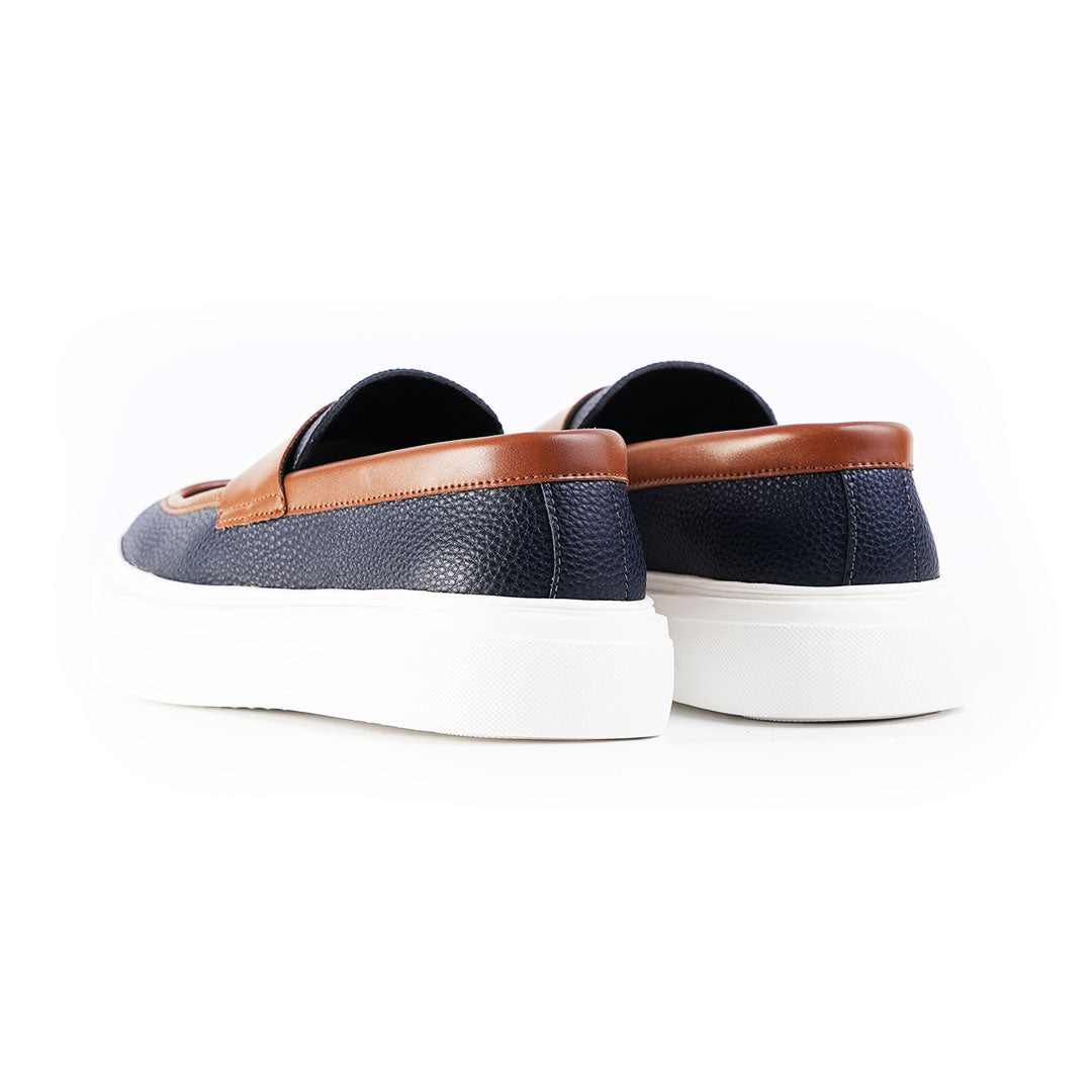 Monkstory Dual Tone Chunky Luxe Slip-On Sneakers - Midnight Blue/Tan