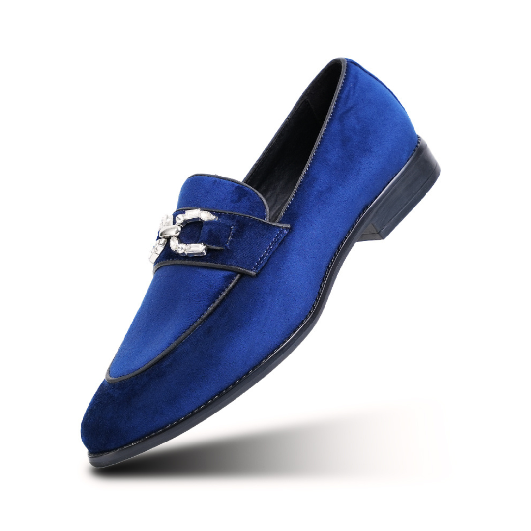 Monkstory Velvet Crystal Bit Loafers – Royal Blue