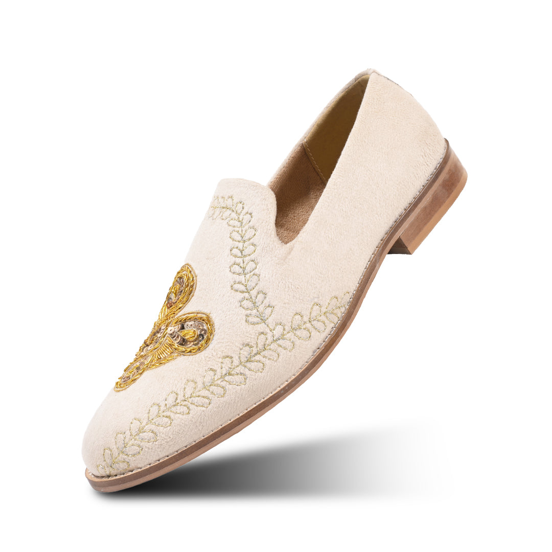 Monkstory Embroidered Slip-ons - Beige