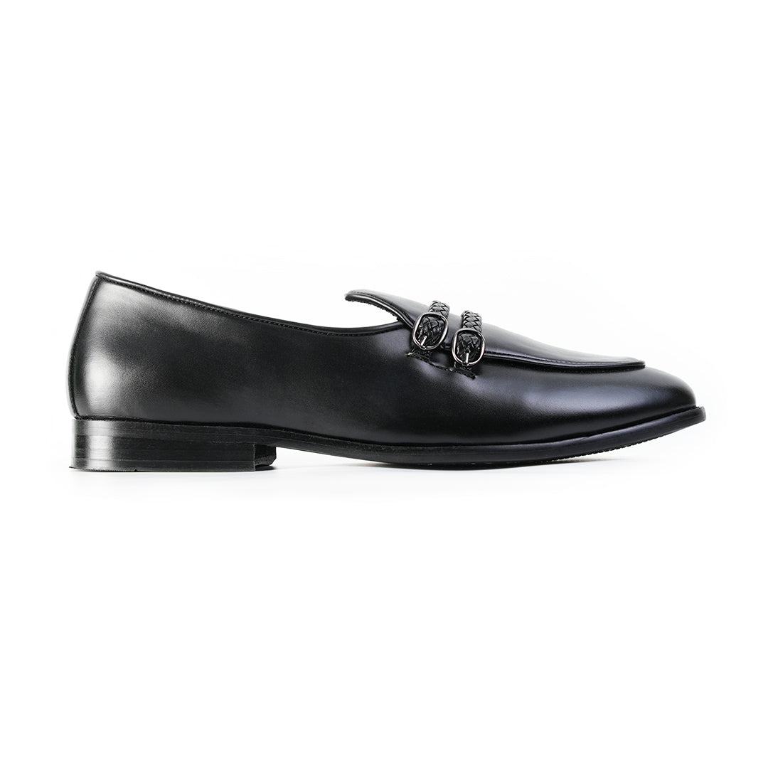 Monkstory Twin Braided-Bit Loafers – Black