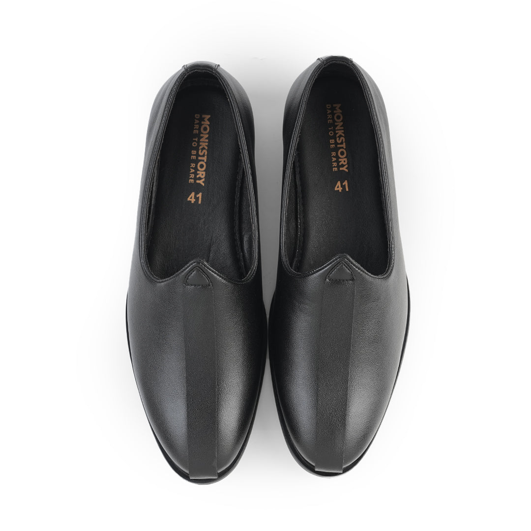 Monkstory Minimal Darbar Mojari – Black