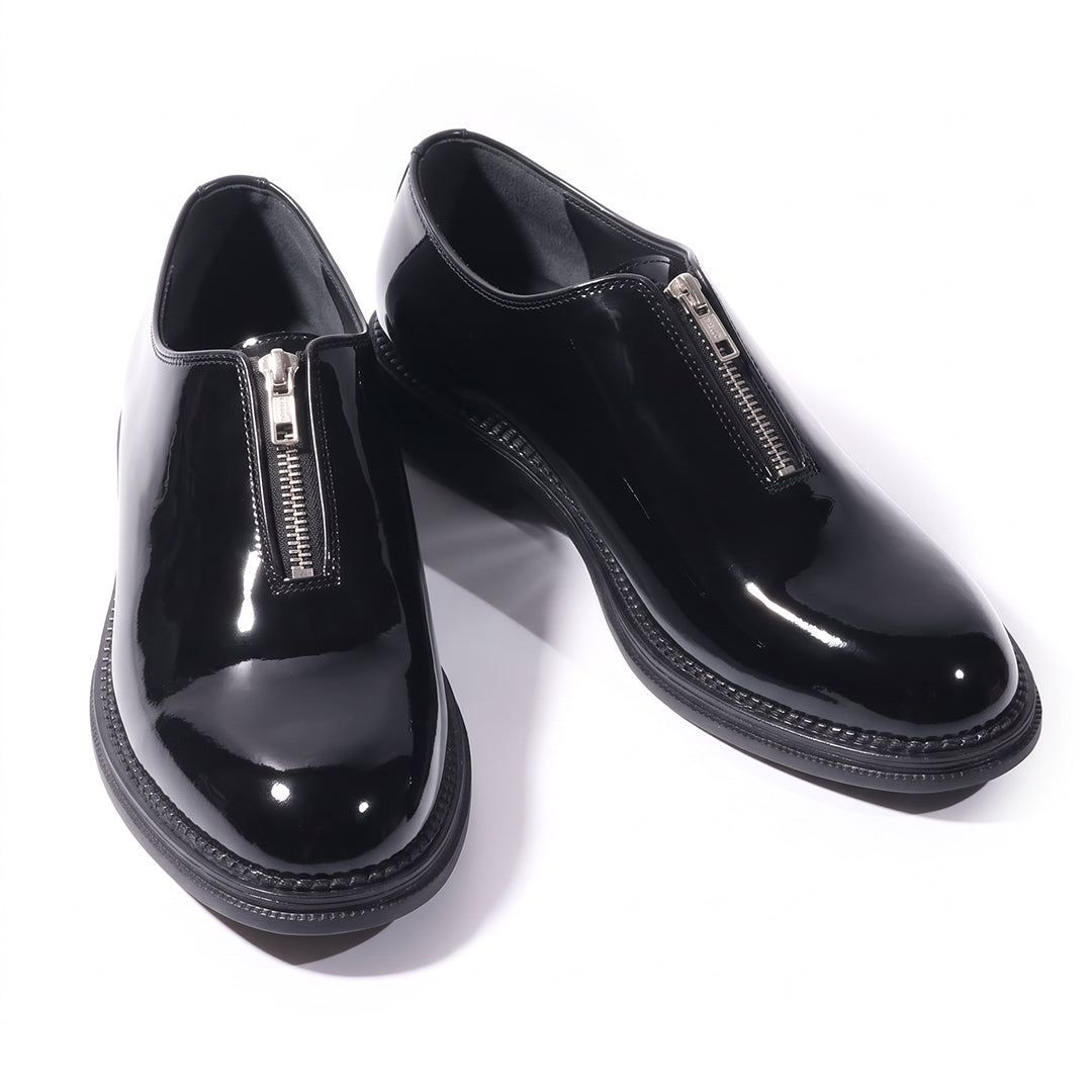 Monkstory Atelier 1937 Zip Up Glossy Oxford Slip-Ons – Black