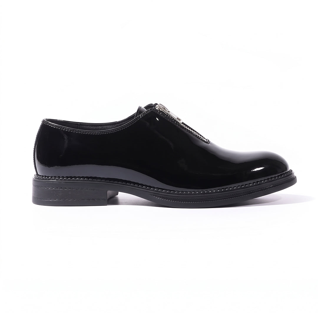 Monkstory Atelier 1937 Zip Up Glossy Oxford Slip-Ons – Black