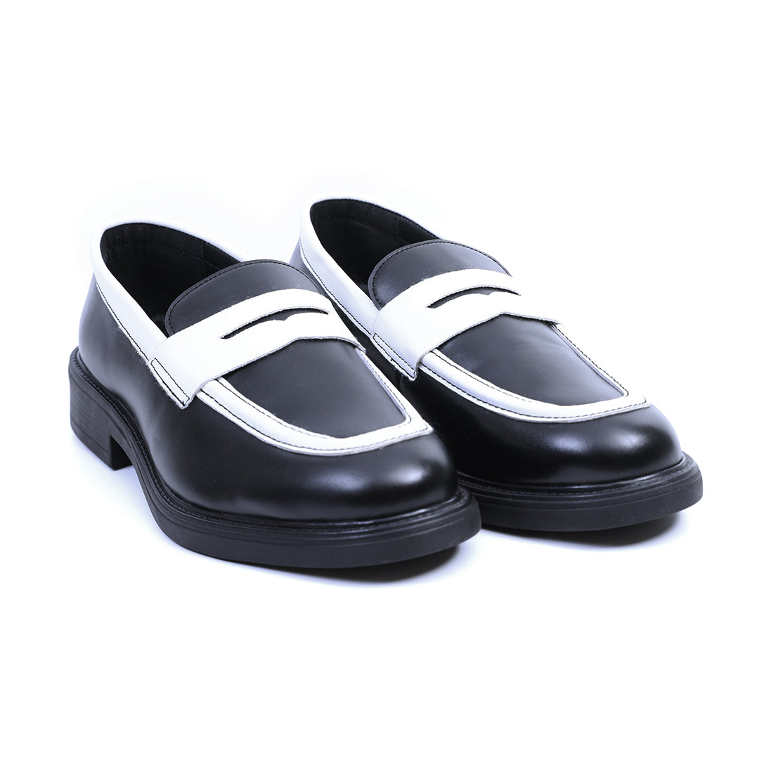Monkstory Cosmopolitan Noir Penny Loafers - Black/White