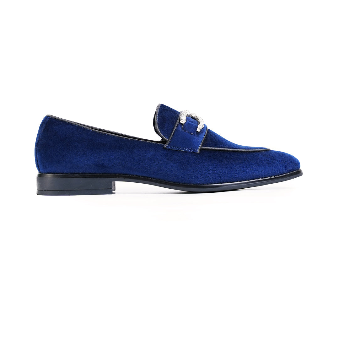 Monkstory Velvet Crystal Bit Loafers – Royal Blue
