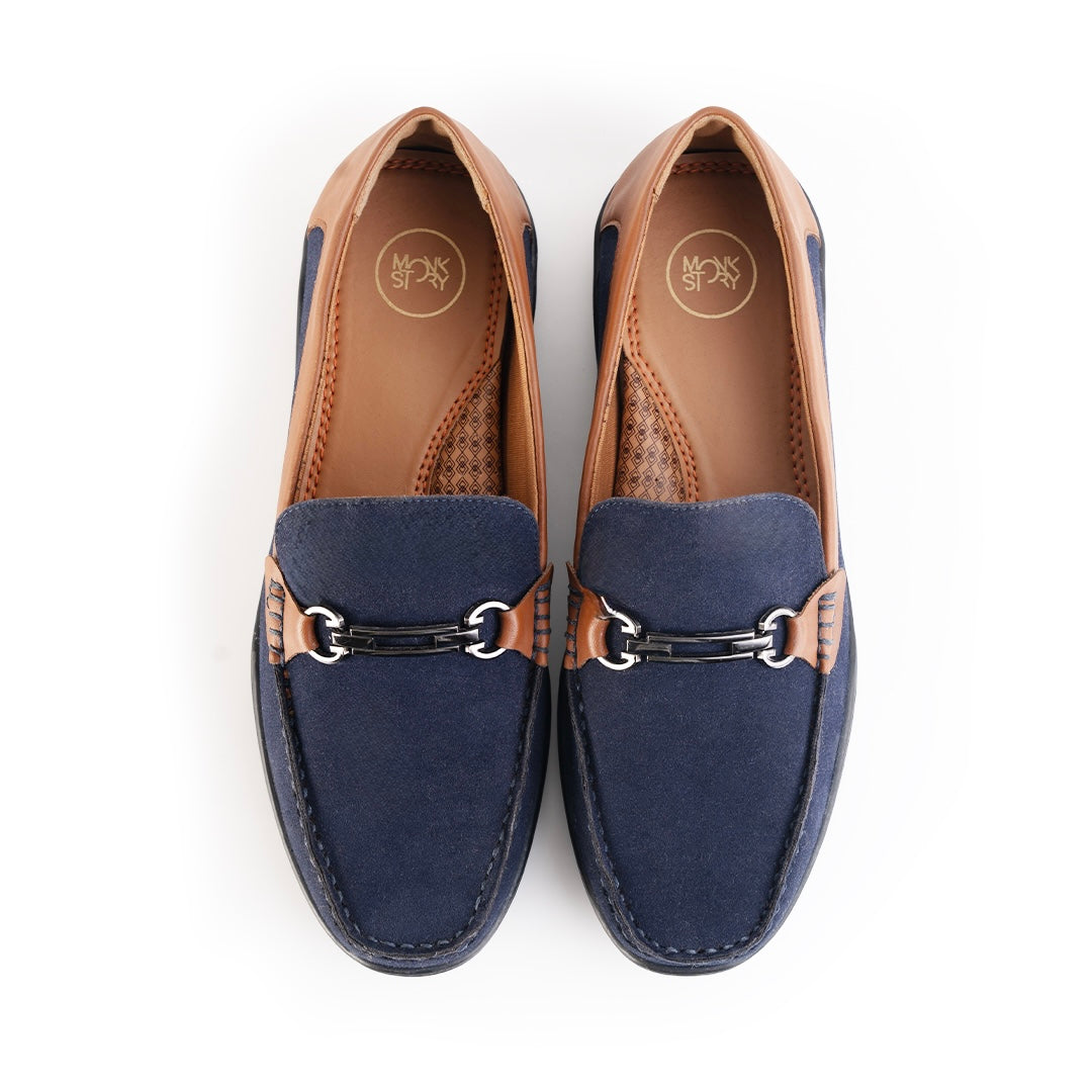 Monkstory Suede Driving Loafers - Blue