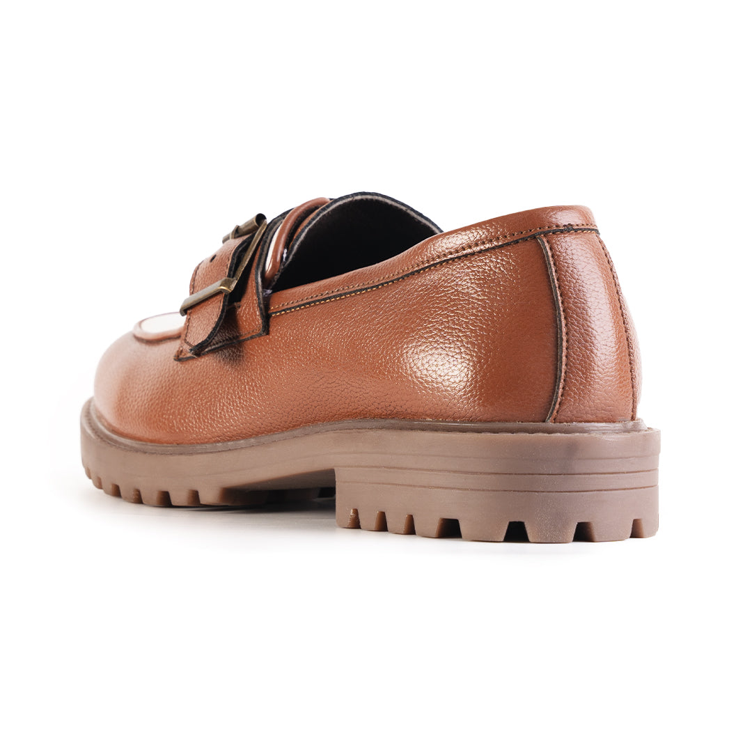 Monkstory Cosmopolitan Buckled Loafers - Tan/White