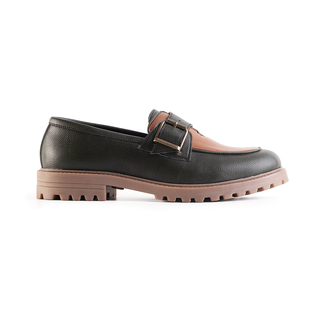 Monkstory Cosmopolitan Buckled Loafers - Olive/Tan