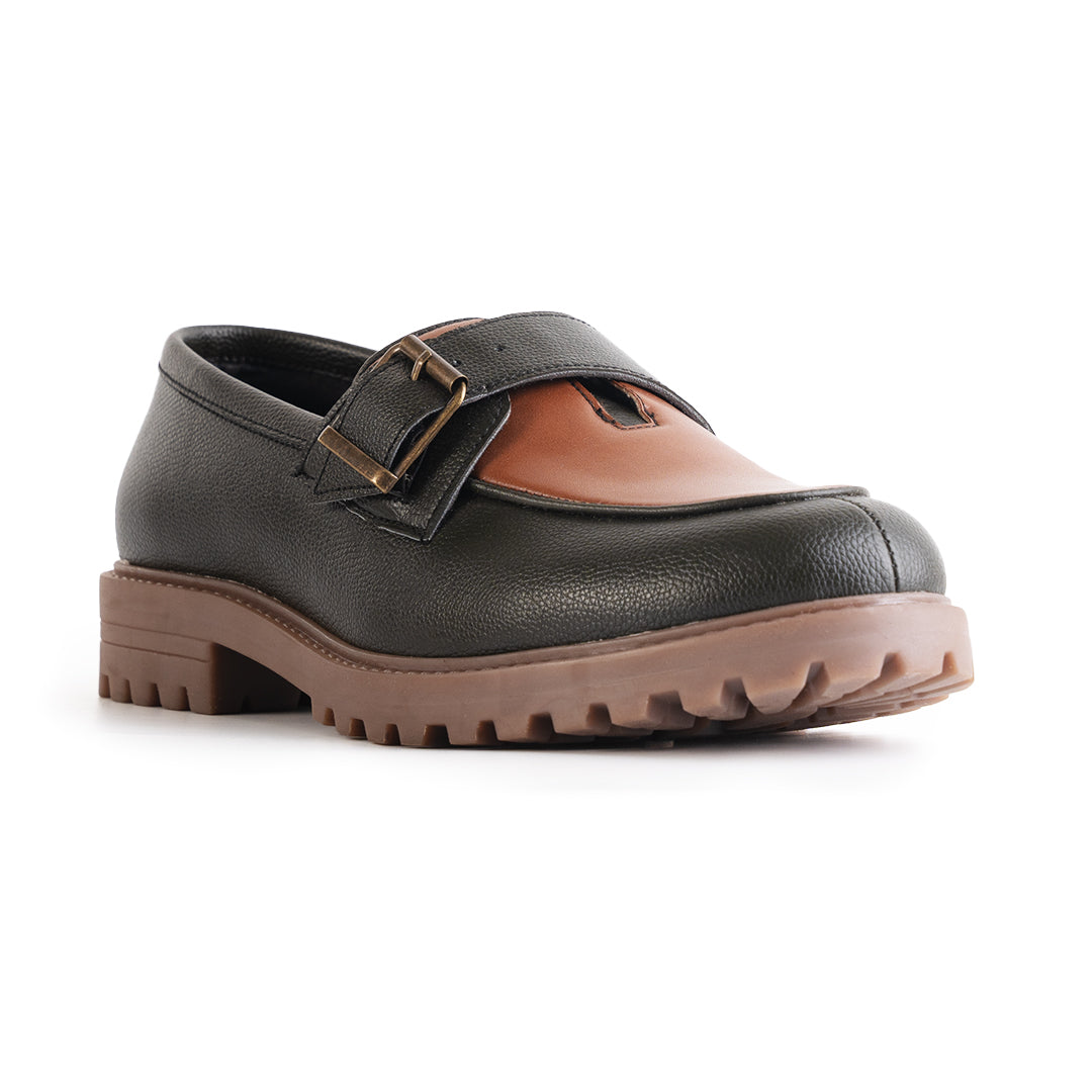 Monkstory Cosmopolitan Buckled Loafers - Olive/Tan