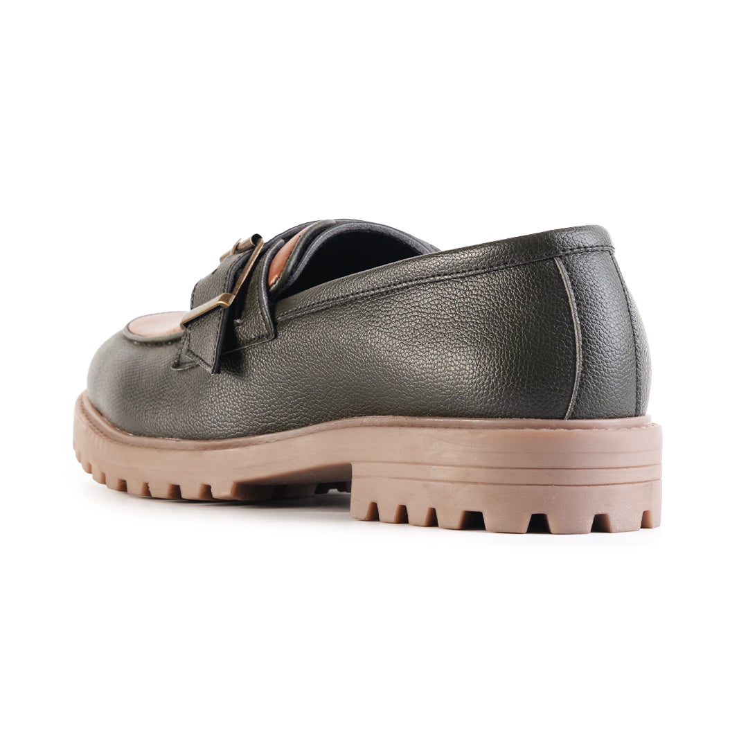 Monkstory Cosmopolitan Buckled Loafers - Olive/Tan