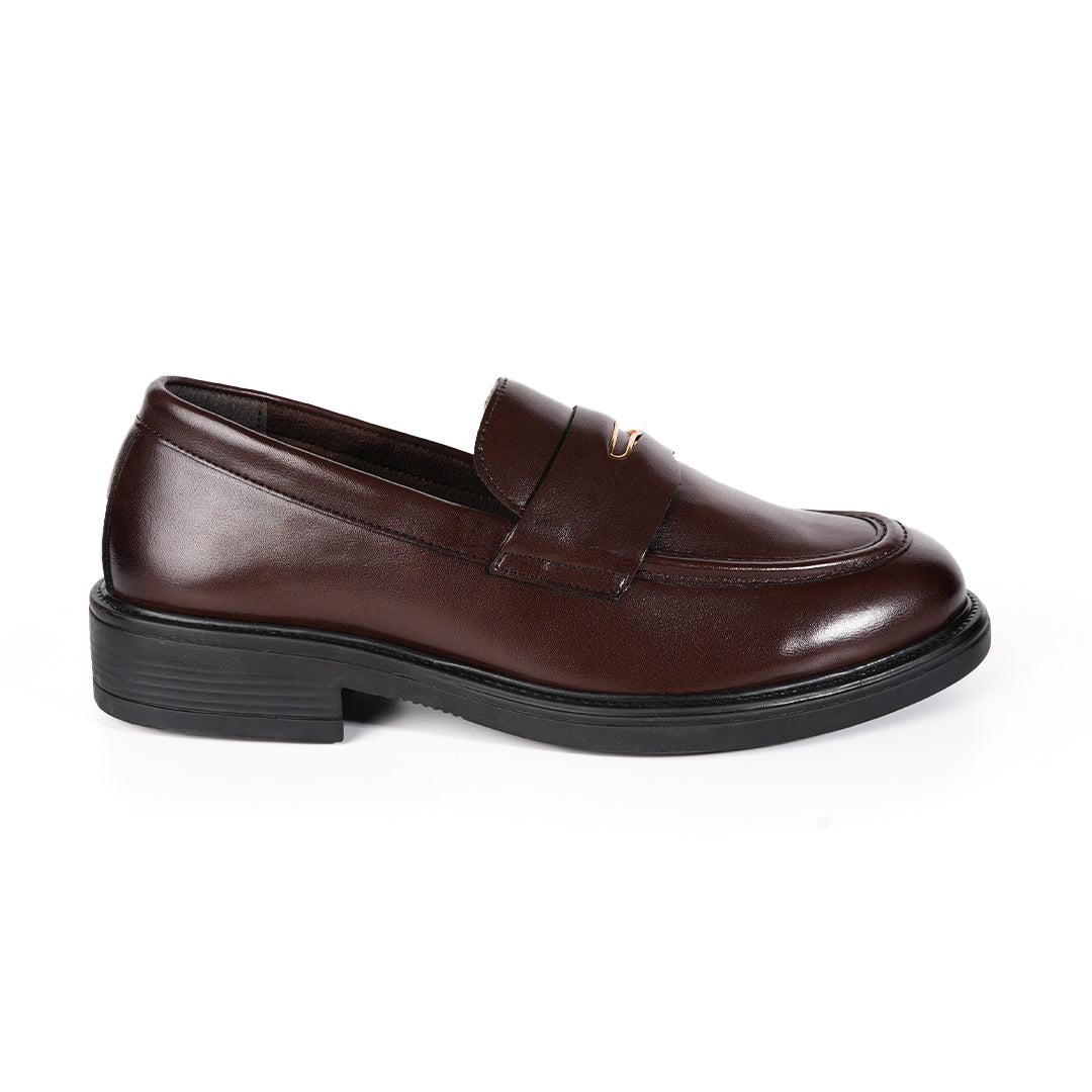 Monkstory Cosmopolitan Gold Embellished Penny Loafers - Brown