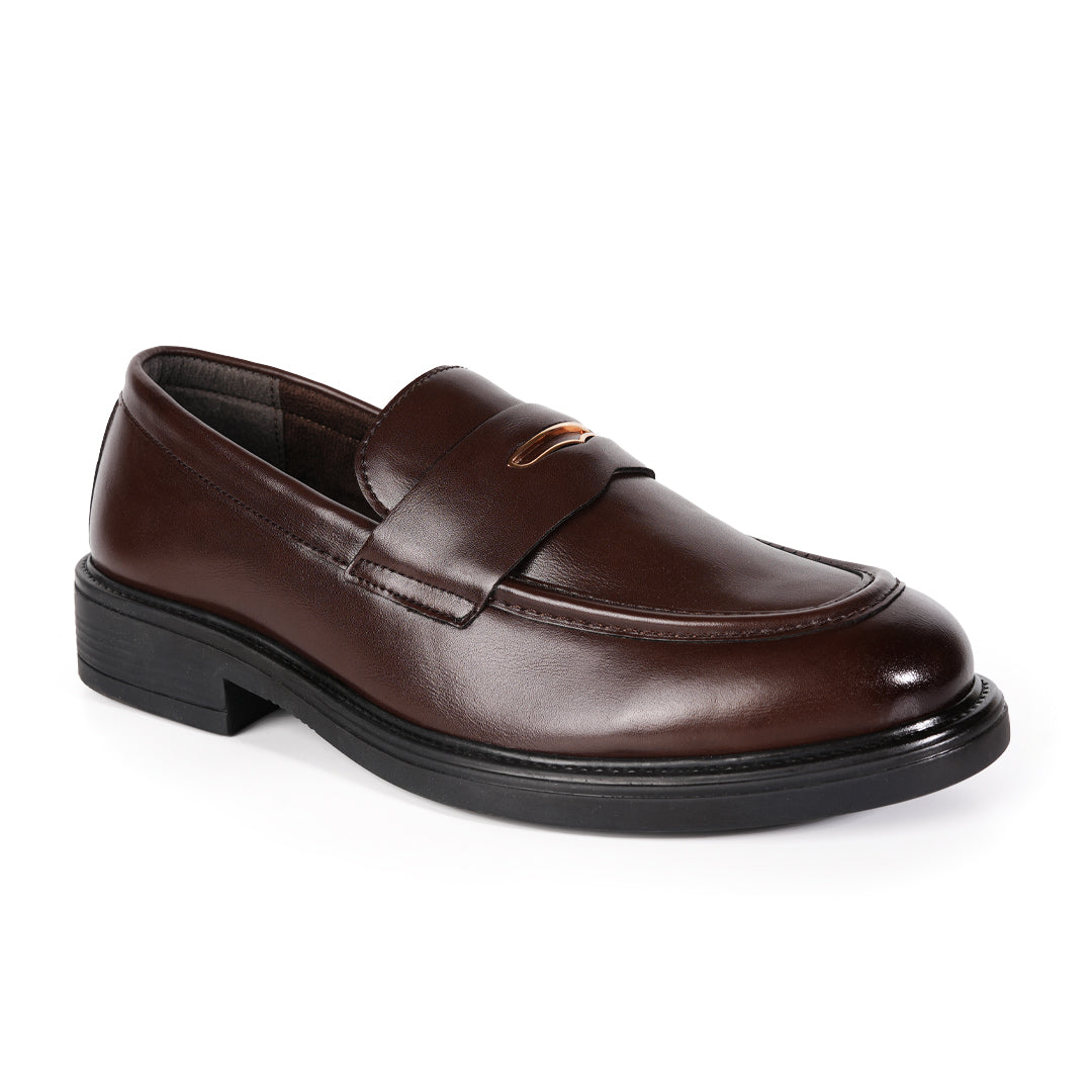 Monkstory Cosmopolitan Gold Embellished Penny Loafers - Brown