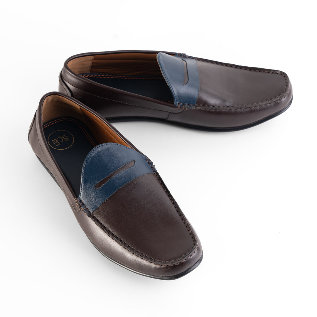 Monkstory Dual Tone Driving Loafers - Burgundy/Blue