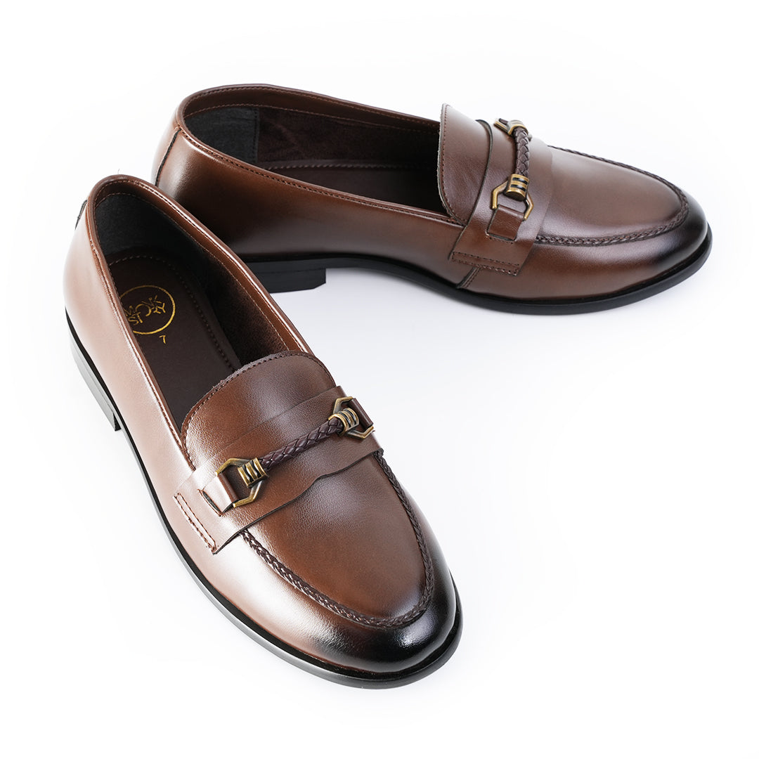 Monkstory Braided-Bit Horsebit Loafers – Burnished Brown