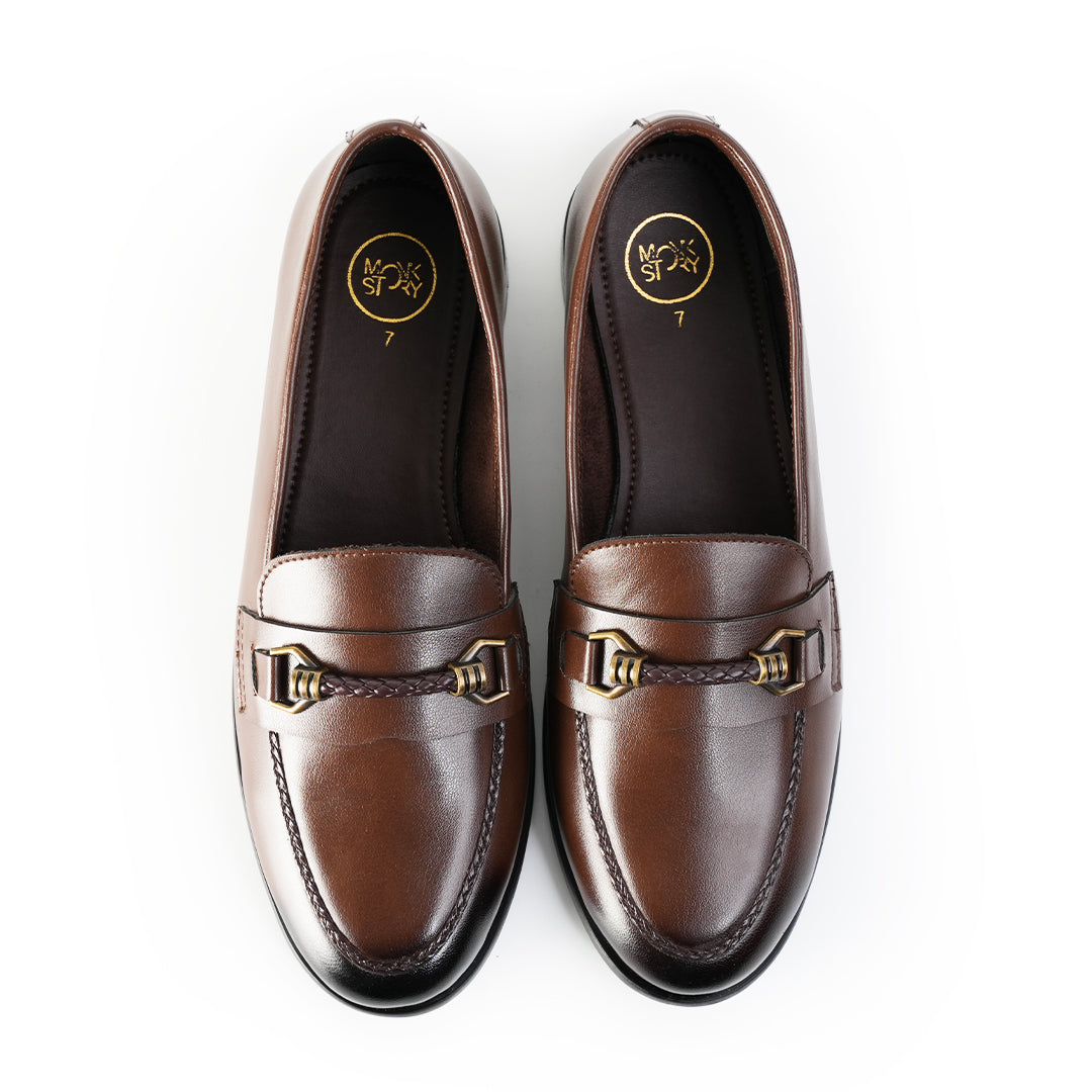 Monkstory Braided-Bit Horsebit Loafers – Burnished Brown
