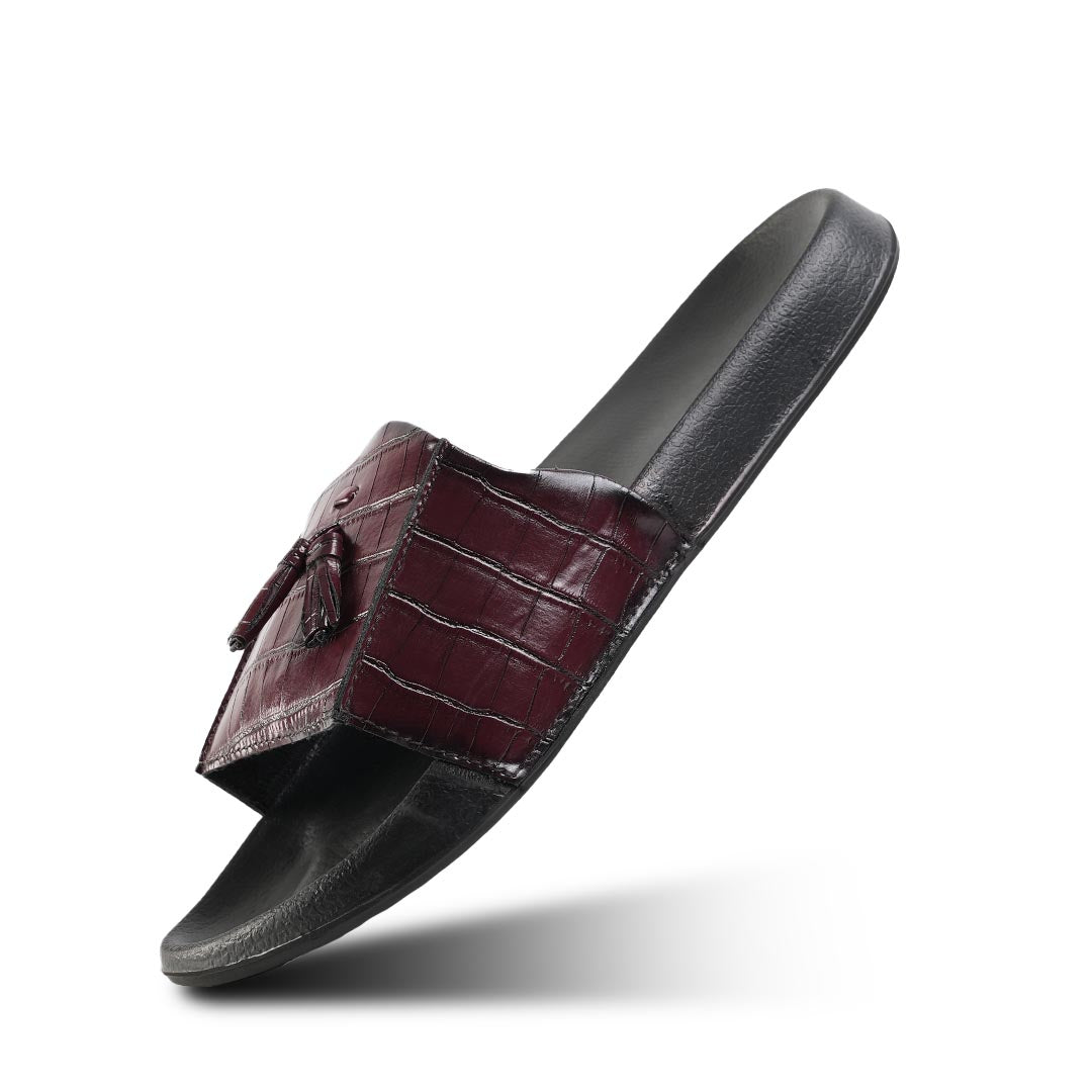 Monkstory Old Money Tassel Sliders Burgundy