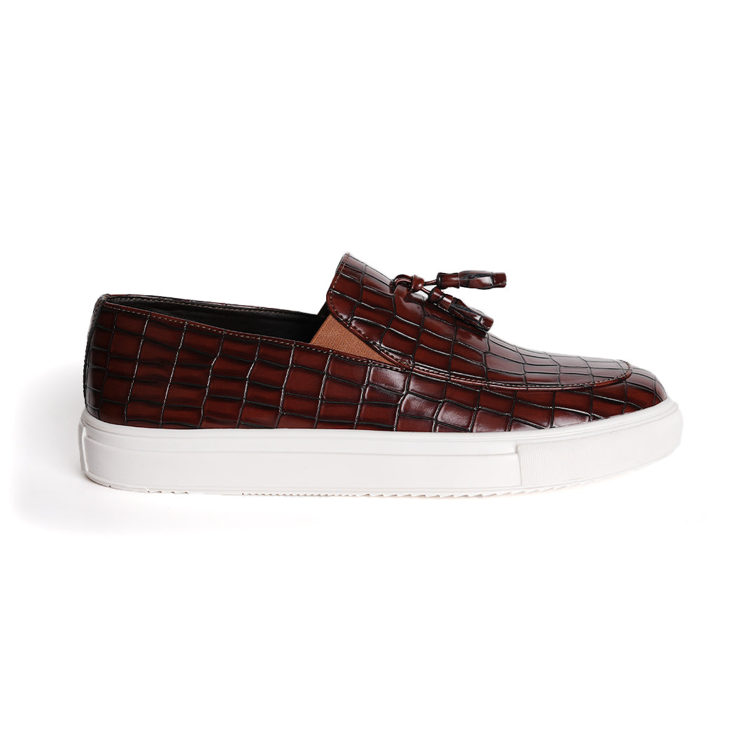 Monkstory Chic Croc Sneakers - Deep Burgundy