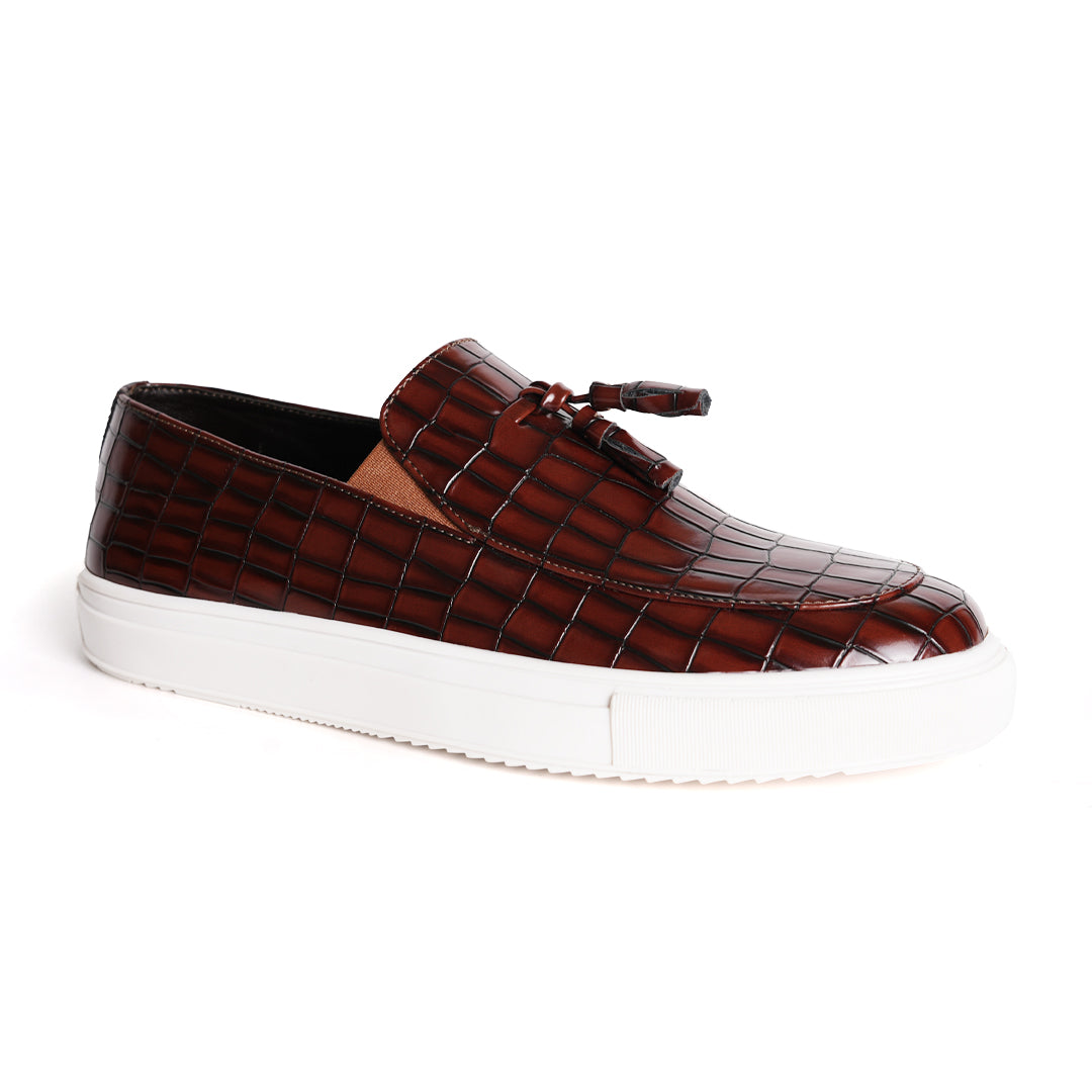 Monkstory Chic Croc Sneakers - Deep Burgundy
