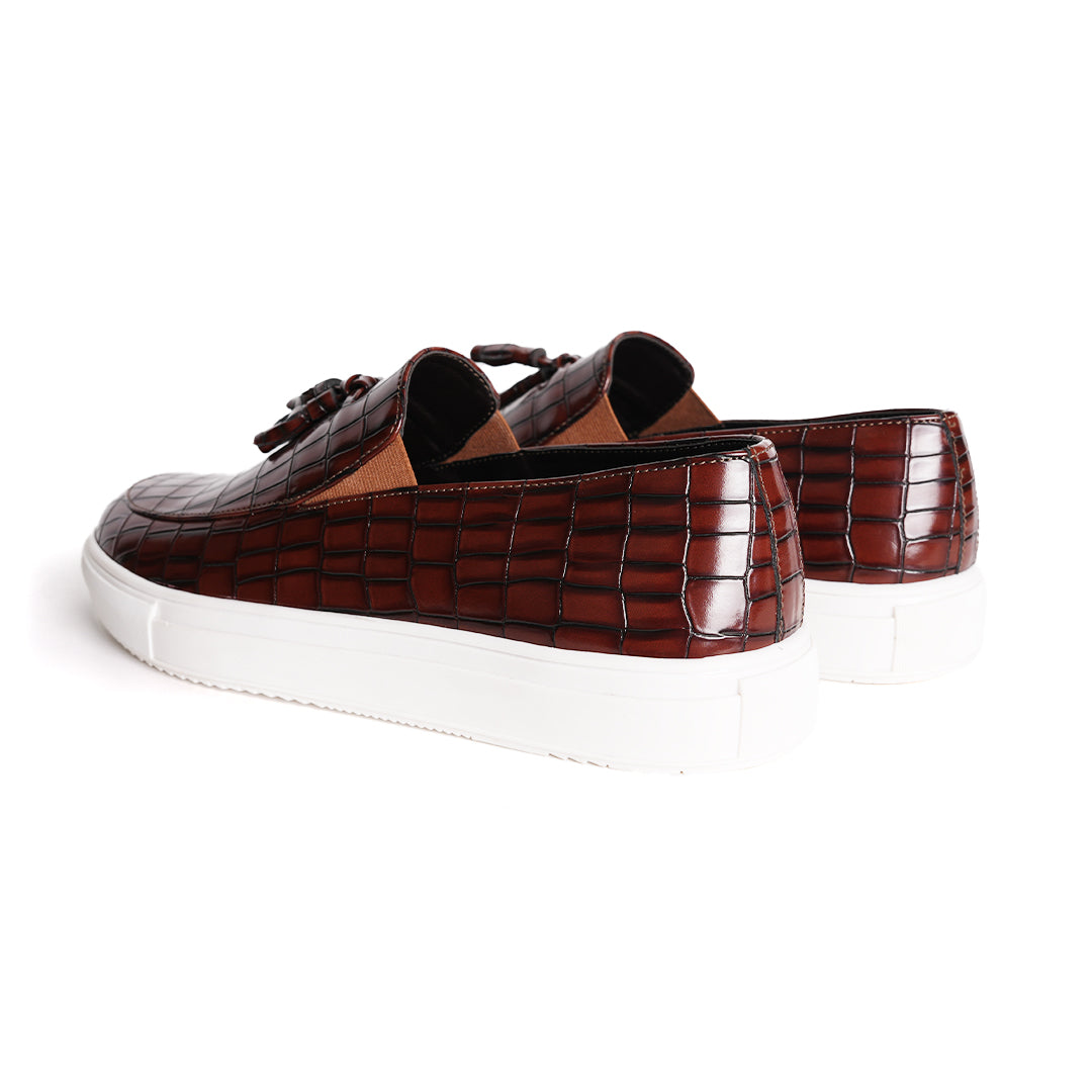 Monkstory Chic Croc Sneakers - Deep Burgundy