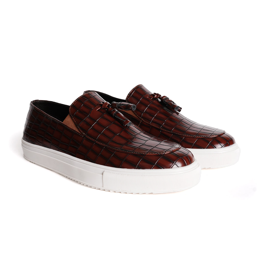 Monkstory Chic Croc Sneakers - Deep Burgundy