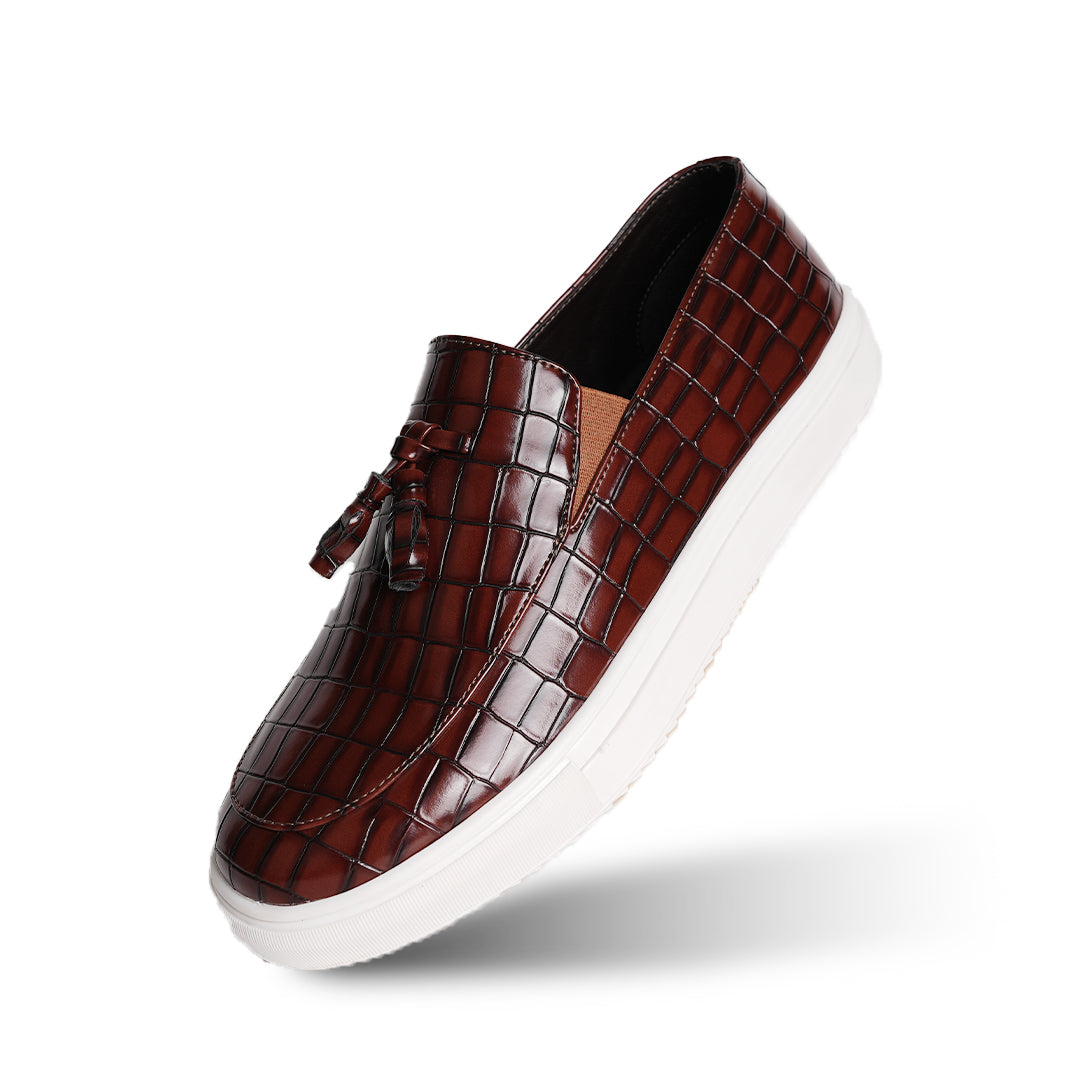 Monkstory Chic Croc Sneakers - Deep Burgundy