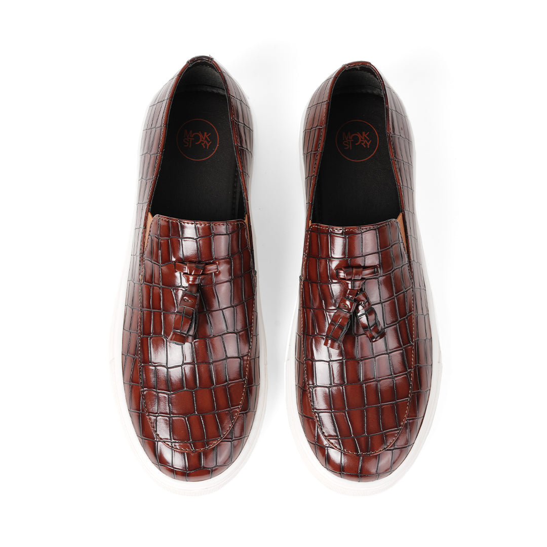 Monkstory Chic Croc Sneakers - Deep Burgundy
