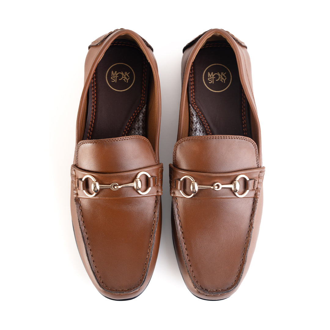 Monkstory Horsebit Driving Loafers - Tan