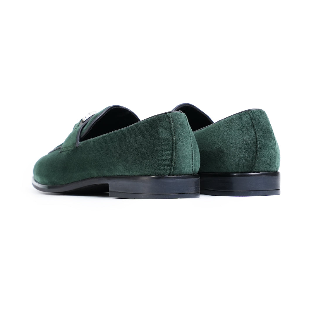 Monkstory Velvet Crystal Bit Loafers – Royal Green