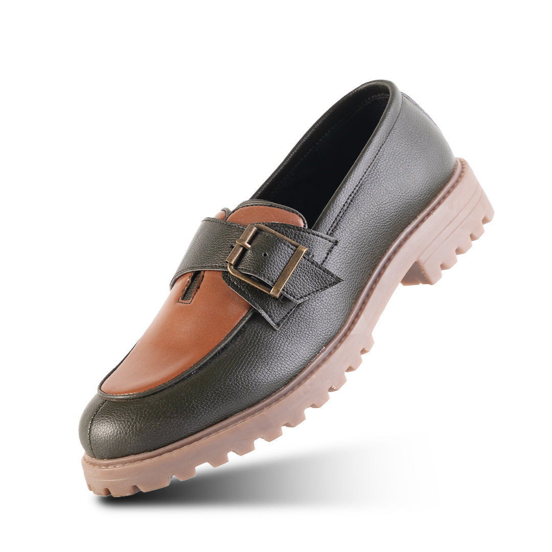 Monkstory Cosmopolitan Buckled Loafers - Olive/Tan