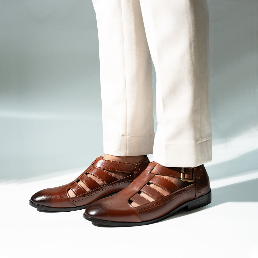 Monkstory Pathani Heritage Sandals Tan