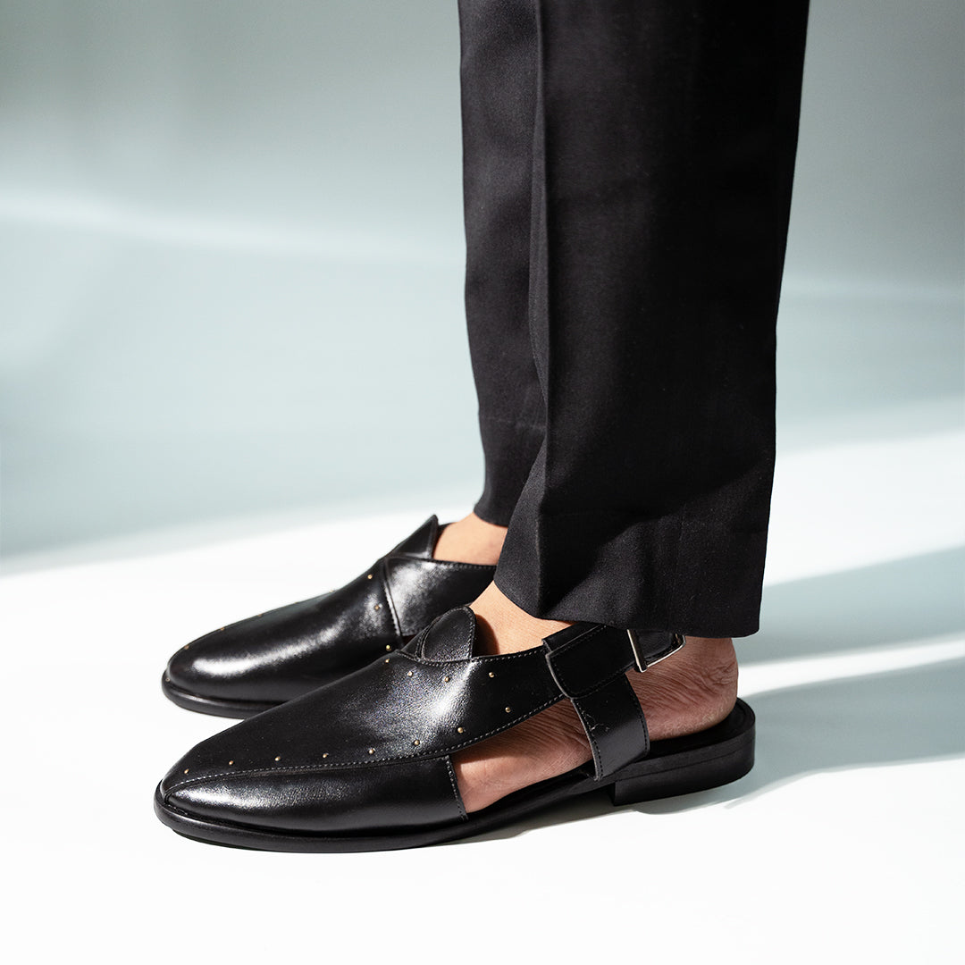 Monkstory Studded Nawabi Sandals Black